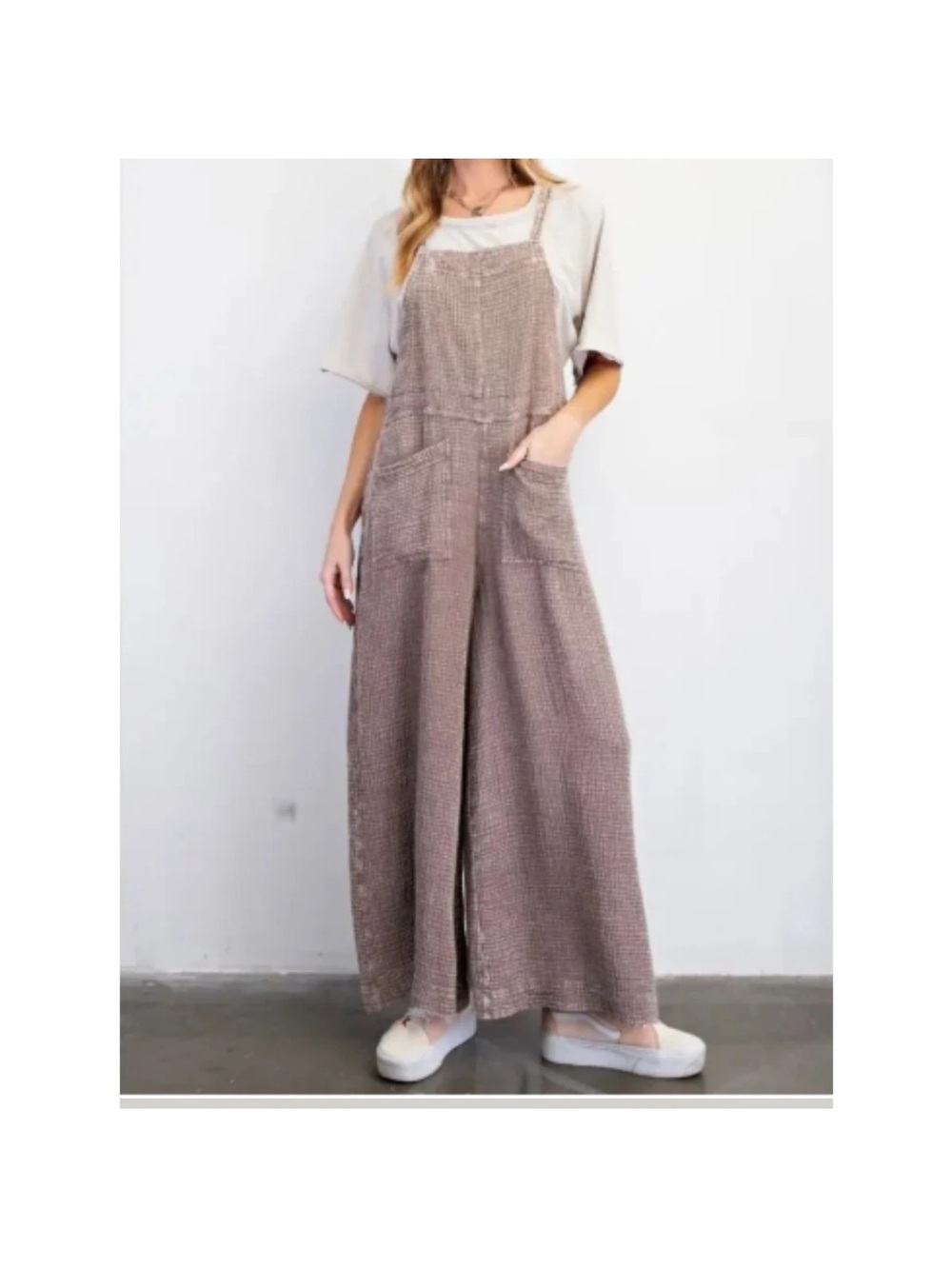 Easel Gauze Wide-Leg Overall Jumpsuit